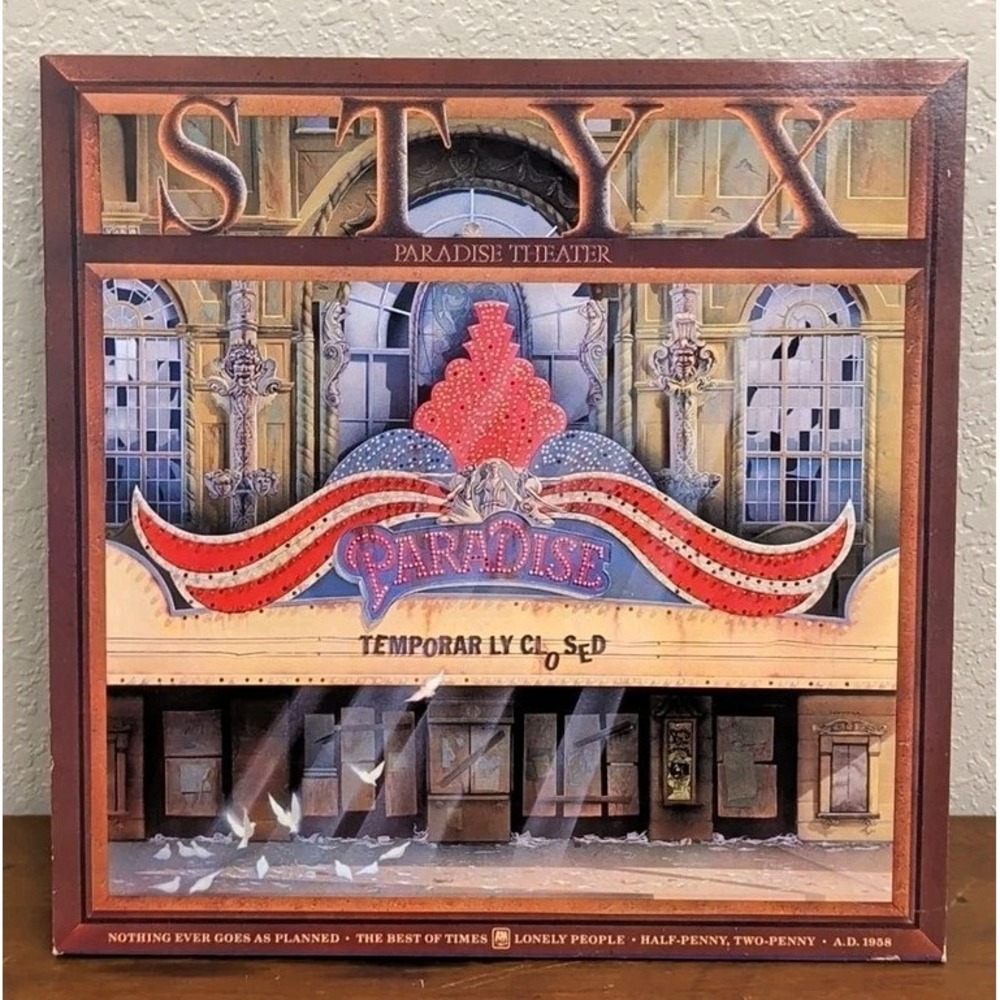 Styx - Paradise Theater - 1980 Etched Vinyl LP Record Album VG